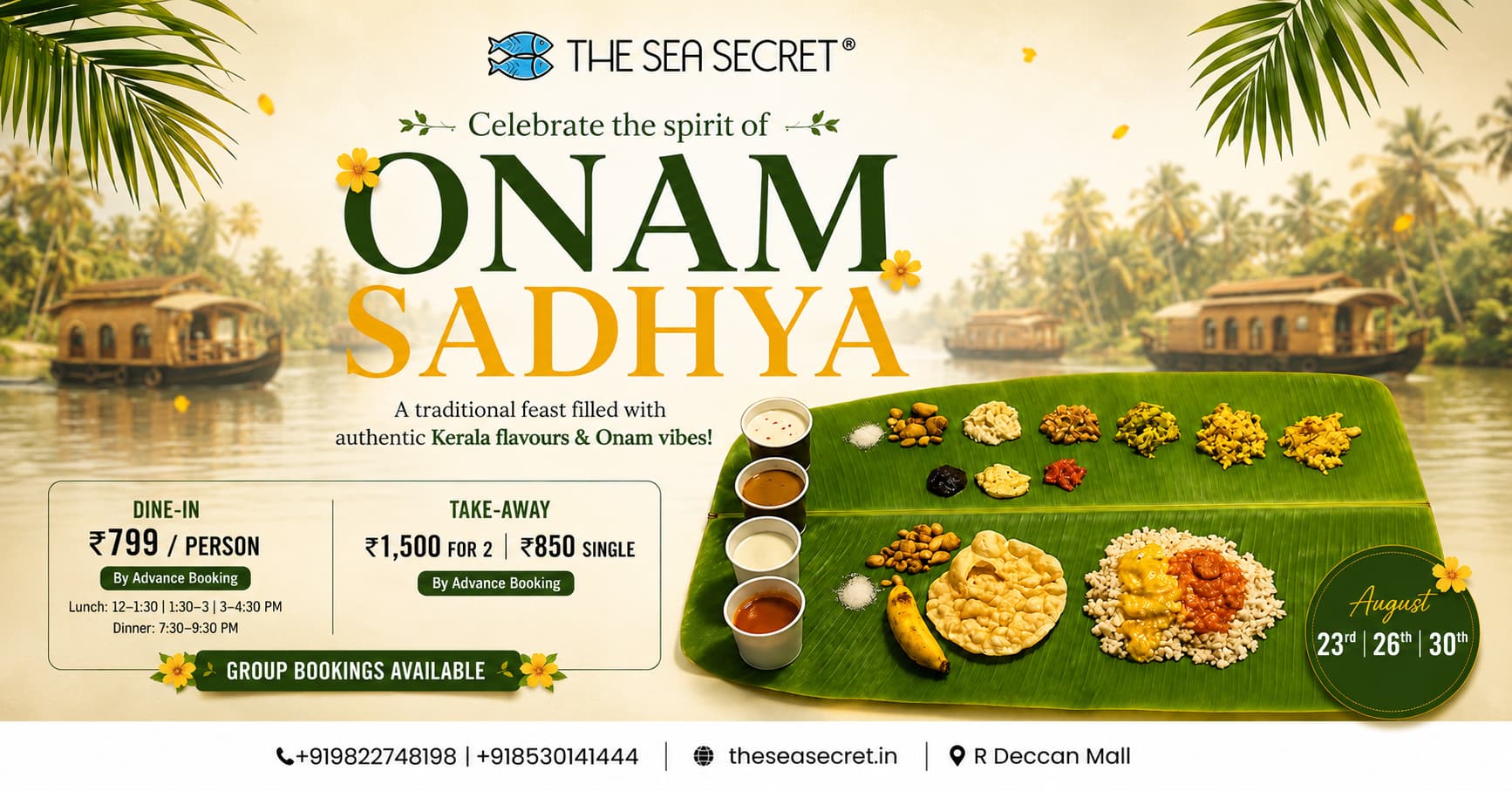 Upcoming Onam event at Sea Secret
